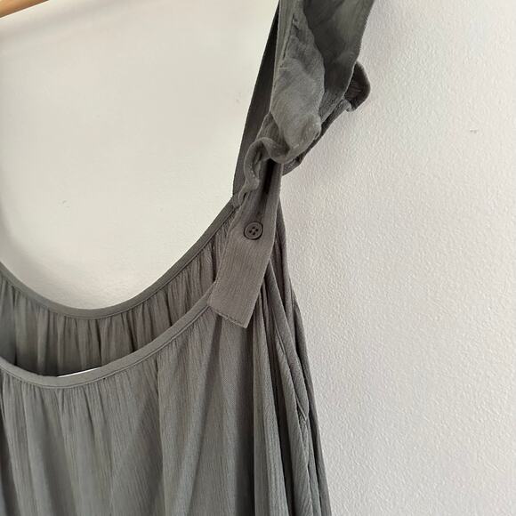 BB Dakota Tiered Ruffled Sleeveless Scoop Neck Maxi Maternity Dress Green L - Picture 10 of 10